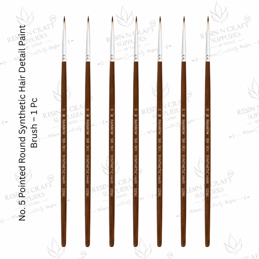 No. 5 Detail Paint Brush – Pointed Round Synthetic Hair Brush for Resin Art, Painting & Crafts | 1 Pc