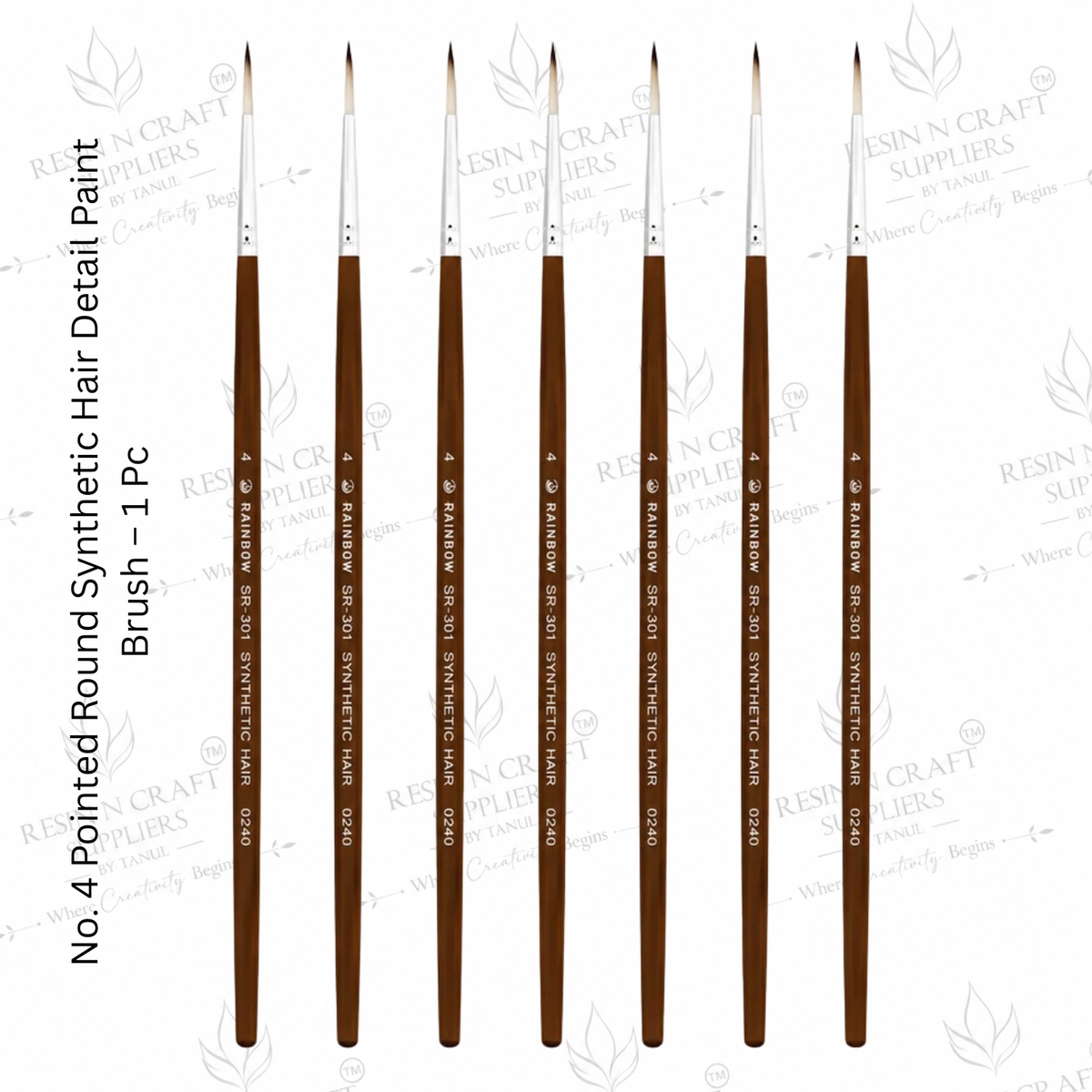 No. 4 Detail Paint Brush – Pointed Round Synthetic Hair Brush for Resin Art, Painting & Crafts | 1 Pc