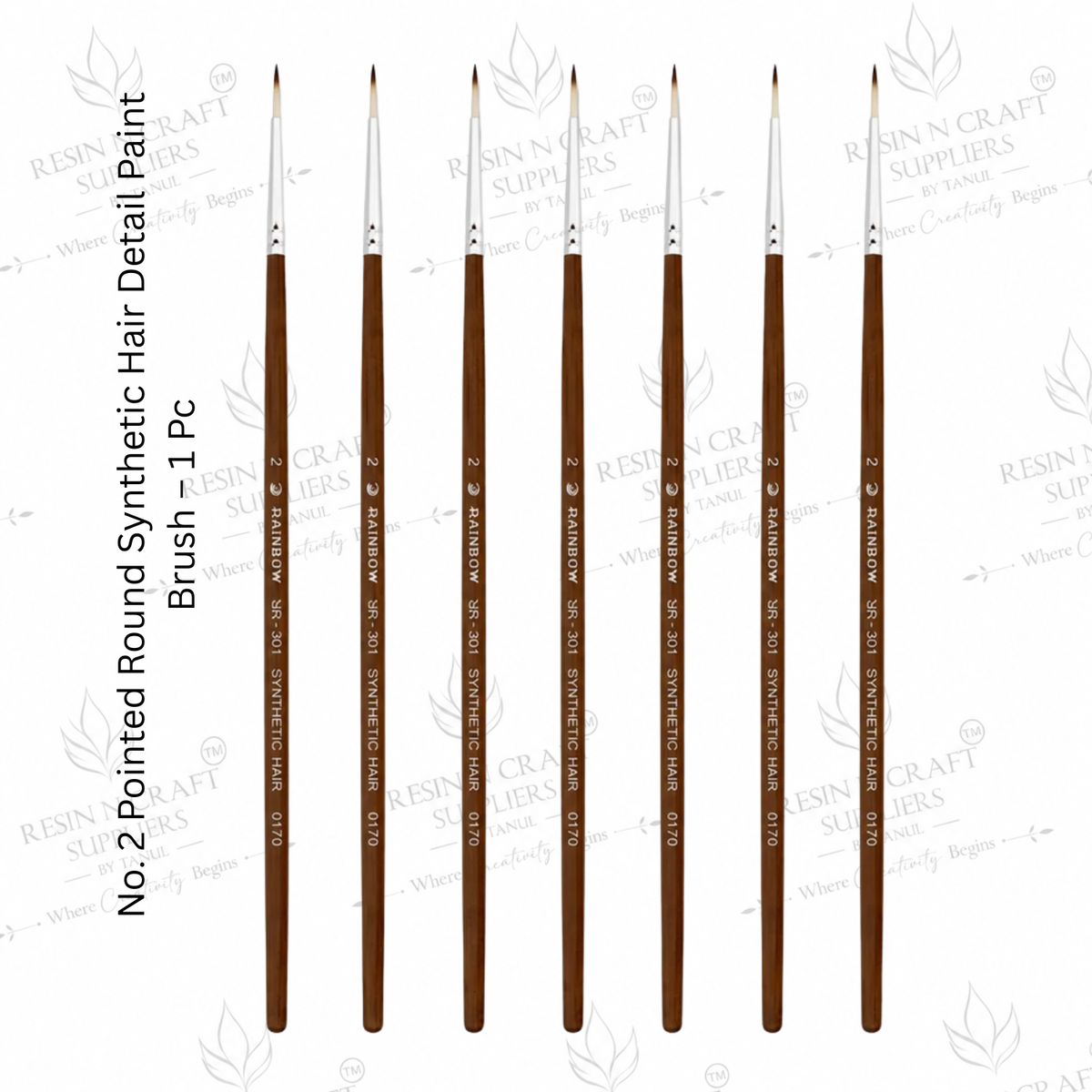 No. 2 Detail Paint Brush – Pointed Round Synthetic Hair Brush for Resin Art, Painting & Crafts | 1 Pc
