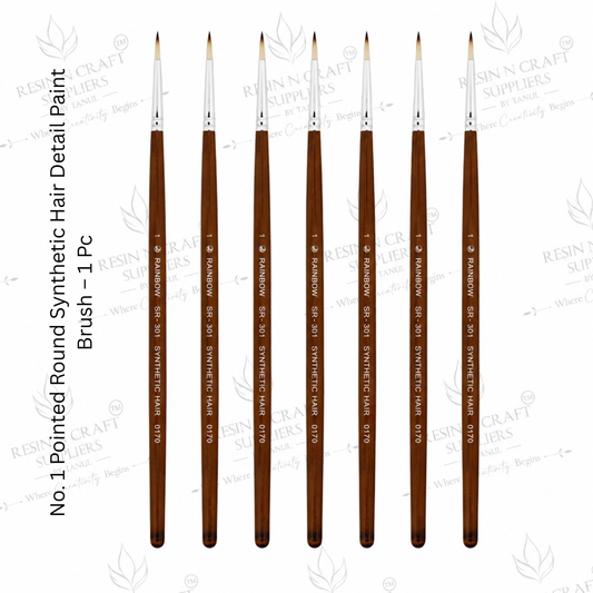 No. 1 Detail Paint Brush – Pointed Round Synthetic Hair Brush for Resin Art, Painting & Crafts | 1 Pc