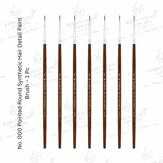 No. 000 Detail Paint Brush – Pointed Round Synthetic Hair Brush for Resin Art, Painting & Crafts | 1 Pc