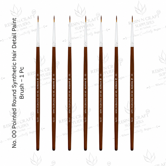 No. 00 Detail Paint Brush – Pointed Round Synthetic Hair Brush for Resin Art, Painting & Crafts | 1 Pc