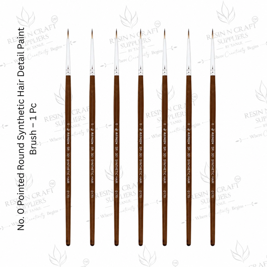 No.0 Detail Paint Brush – Pointed Round Synthetic Hair Brush for Resin Art, Painting & Crafts | 1 Pc