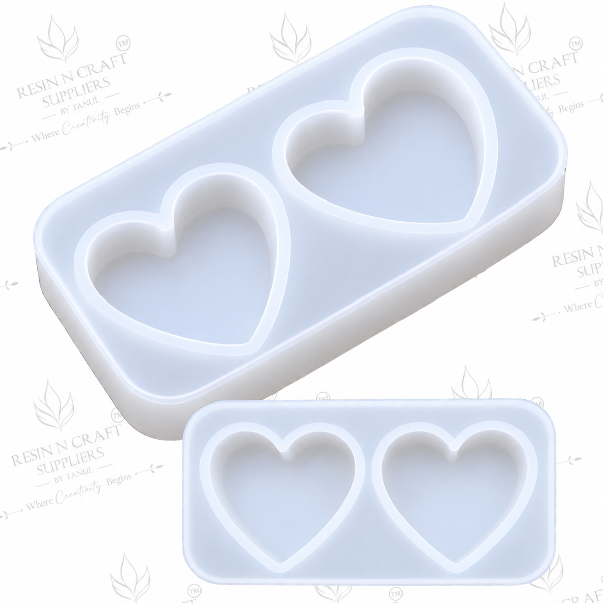 2 Cavity Heart Silicone Mould – 1 Inch | Heart Mould for Resin Art & DIY Crafts