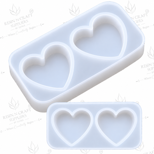 2 Cavity Heart Silicone Mould – 1 Inch | Heart Mould for Resin Art & DIY Crafts