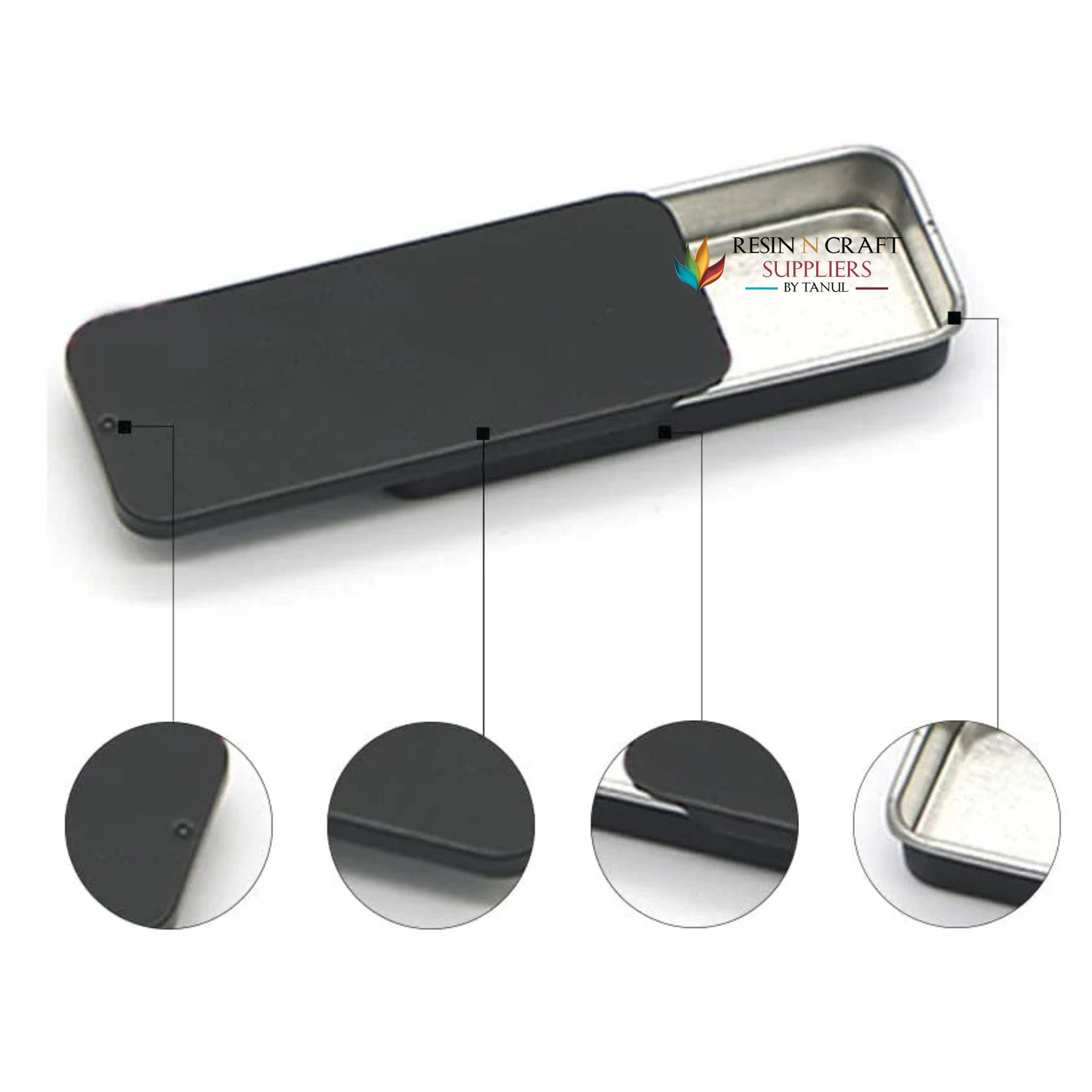 Tin Sliding Containers Metal Tin Jar RLBC002 (Black)