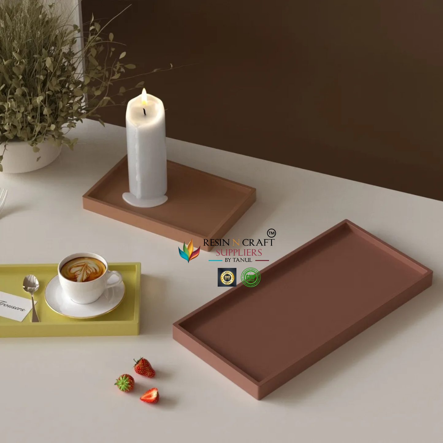 Rectangle Resin Tray Silicone Mould with Candle Holder Slot (Serving Tray / Organizer Tray Mold)