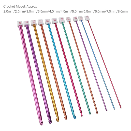 10 In 1 Long Crochet Hook Set – 2 mm to 8 mm | Assorted Sizes