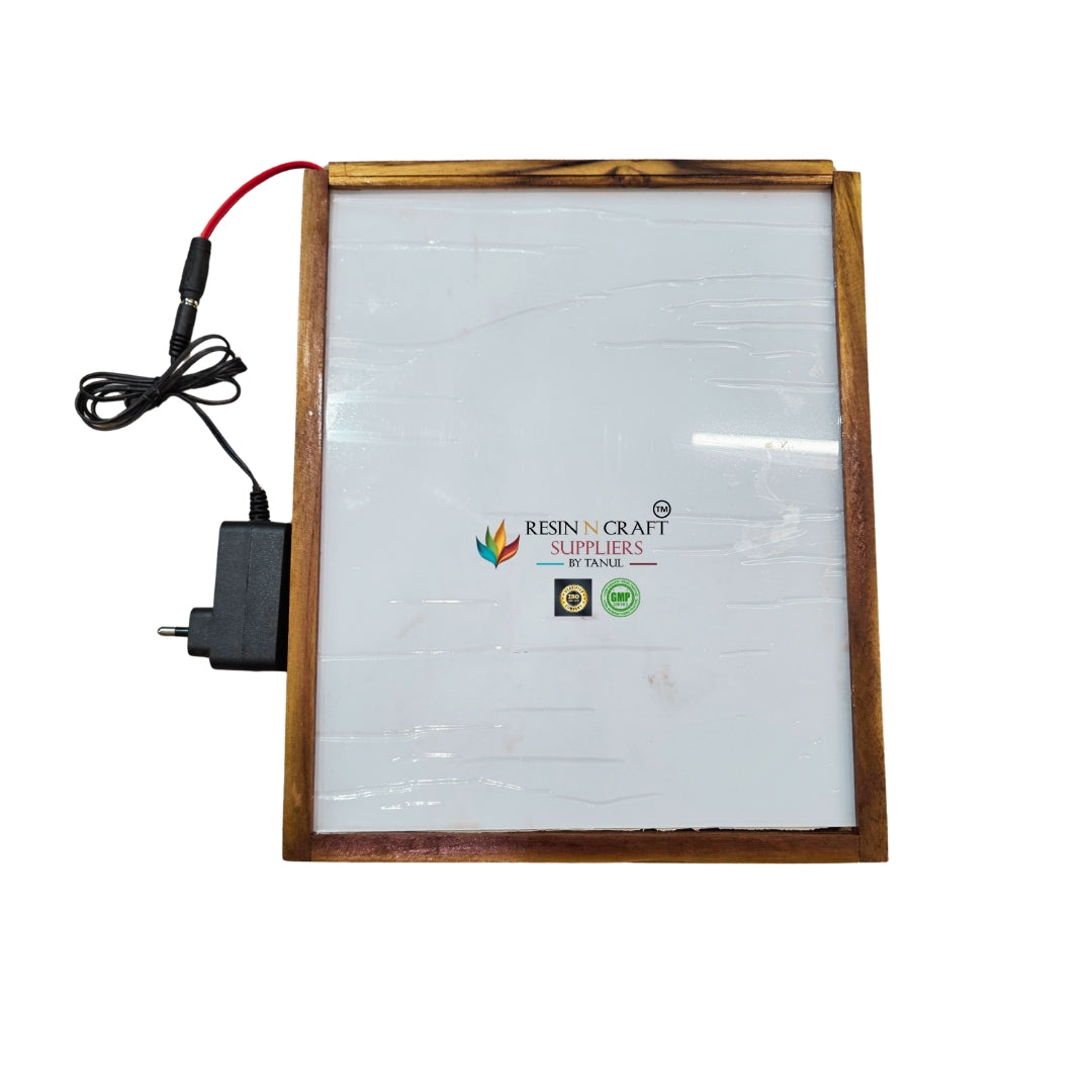12" x 10" Teakwood Frame With Acrylic Slider ,Polished MDF And LED Light