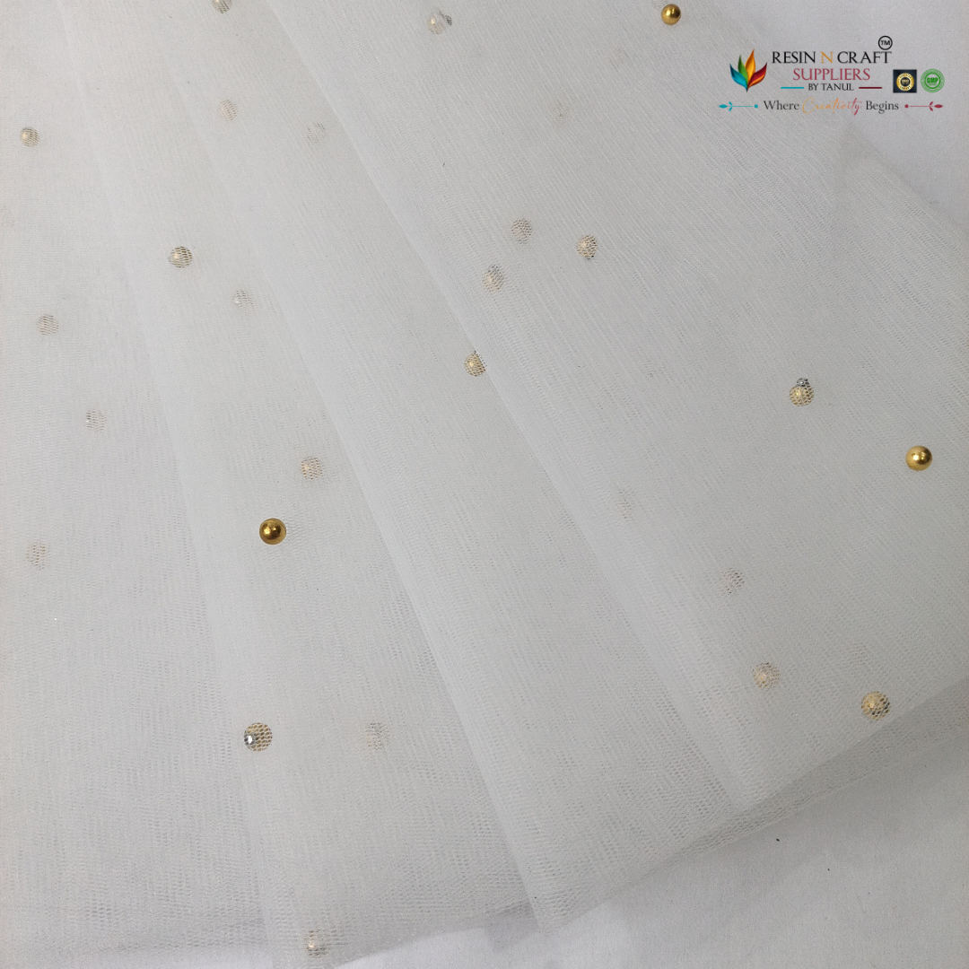 White Premium Pearl Decorative Net Fabric Roll – 5 Meter (PN-04)