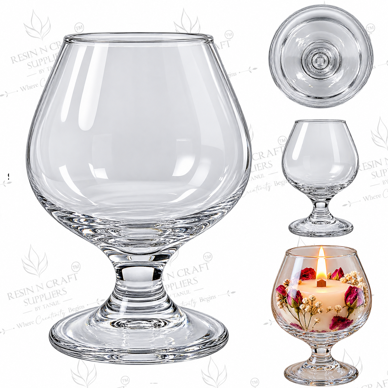 Classic Goblet Glass Candle Jar | Wine Glass Style Candle Container for Smoothie Candles, Hampers & Resin Art