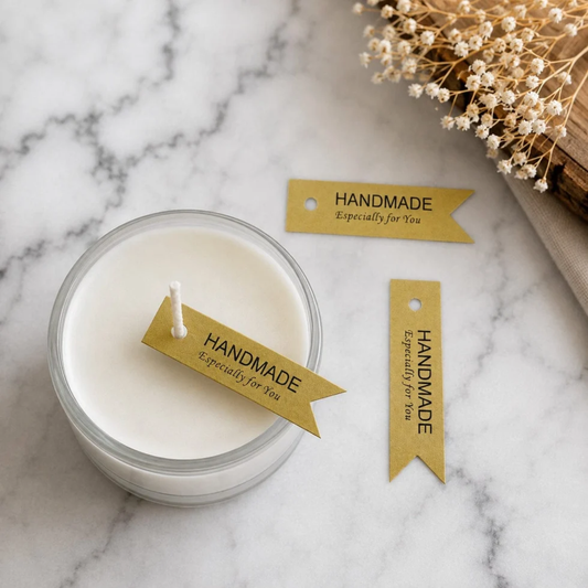 Small Gold “Handmade – Especially For You” Slim Ribbon-shaped Decorative Tags – Pack Of 100 Pieces