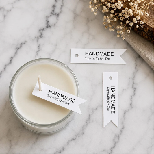 Small White “Handmade – Especially For You” Slim Ribbon-shaped Decorative Tags – Pack Of 100 Pieces