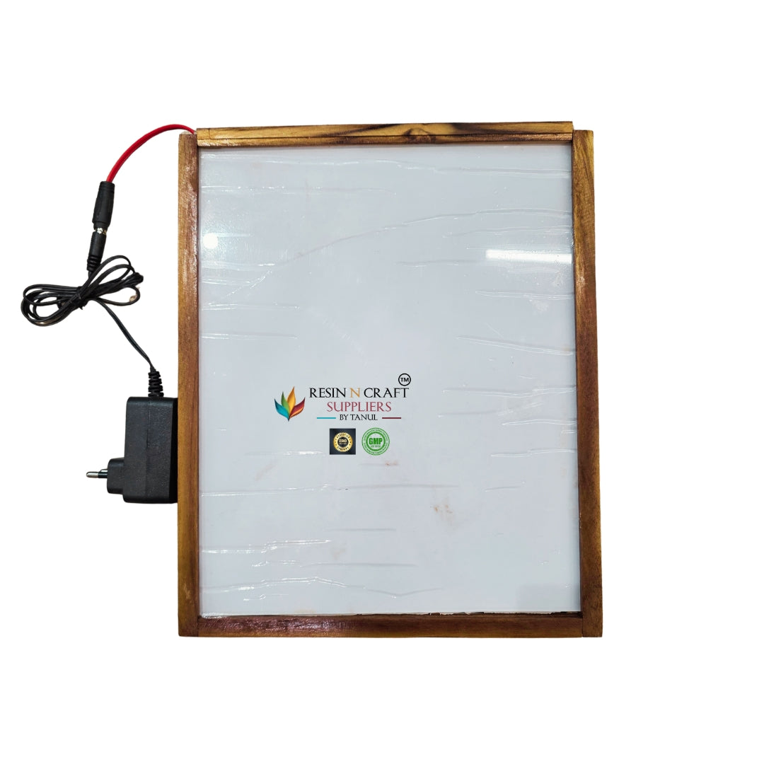 12" x 10" Teakwood Frame With Acrylic Slider ,Polished MDF And LED Light
