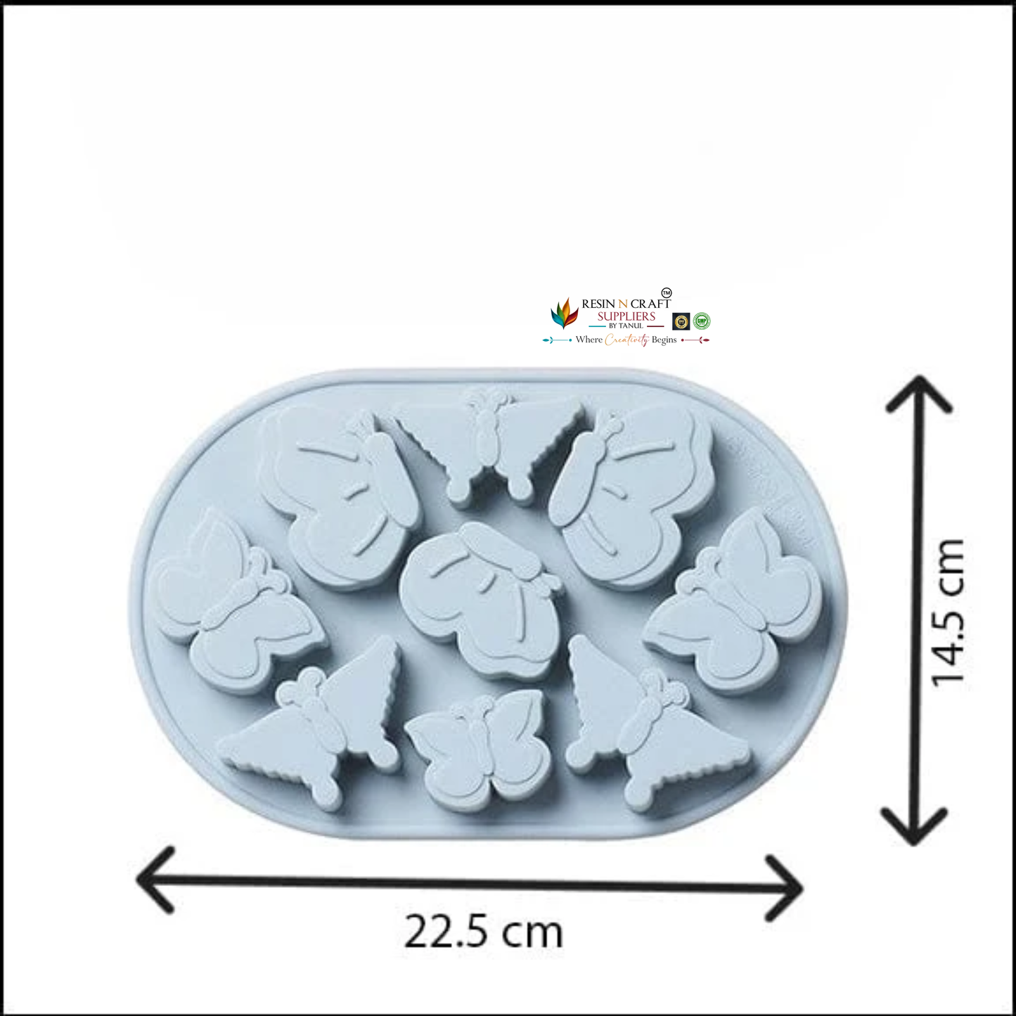 9 Cavity Butterfly Mould for DIY Concrete Art, Resin Crafts, Soap Making & Cake Making Mould (RSM1482M)