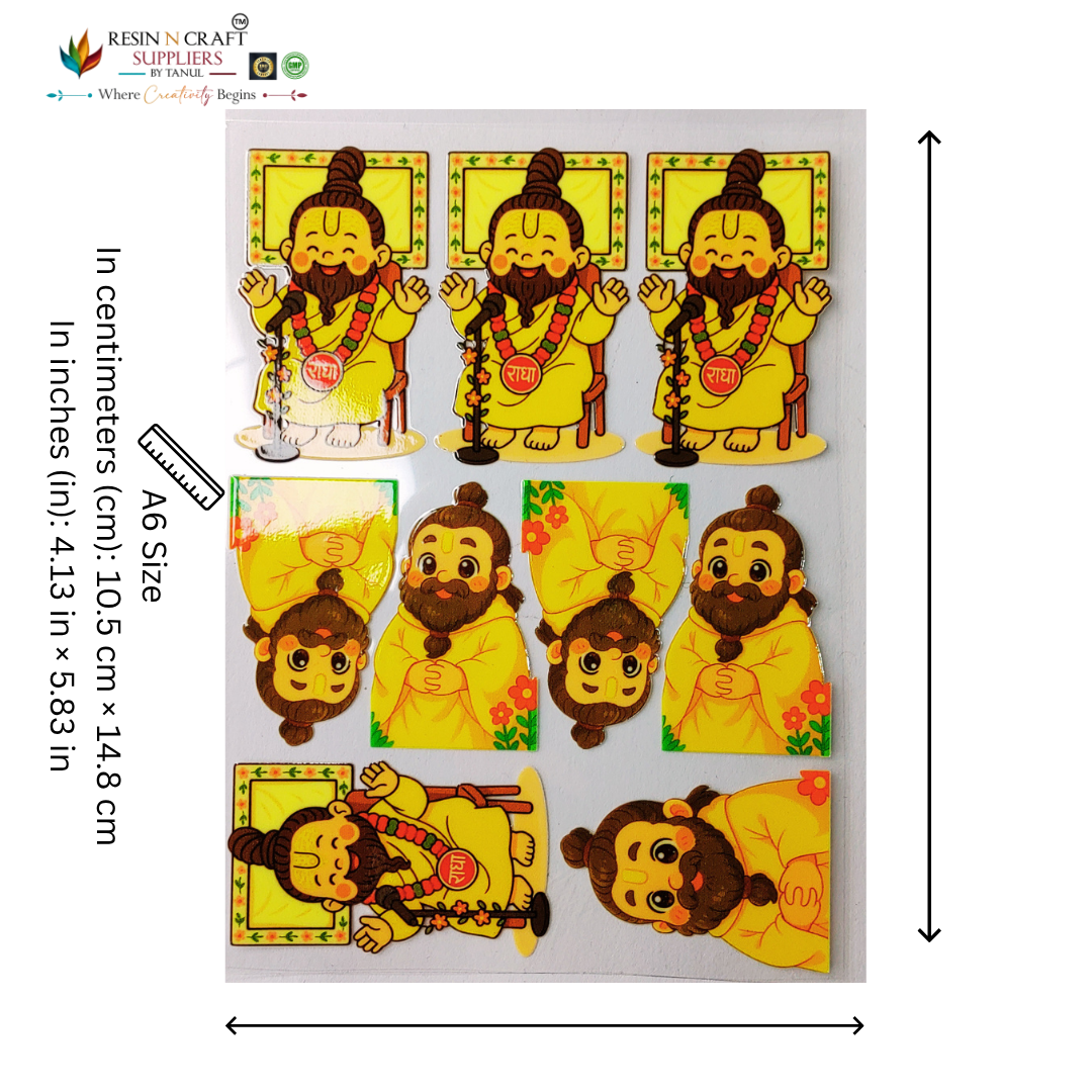 God (Premanand Maharaj ji) Color Peel & Stick UV DTF Sticker – A6 Size (UVS - 180)