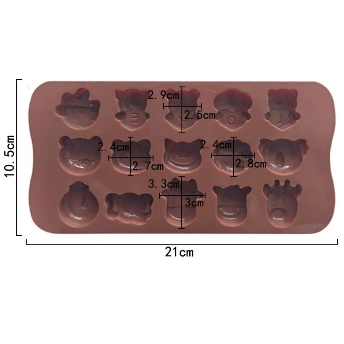 15-Cavity Cute Animal Silicone Mould – 21 × 10.5 CM | Mini Animal Mould for Resin, Concrete & DIY Crafts (RSM1491M)
