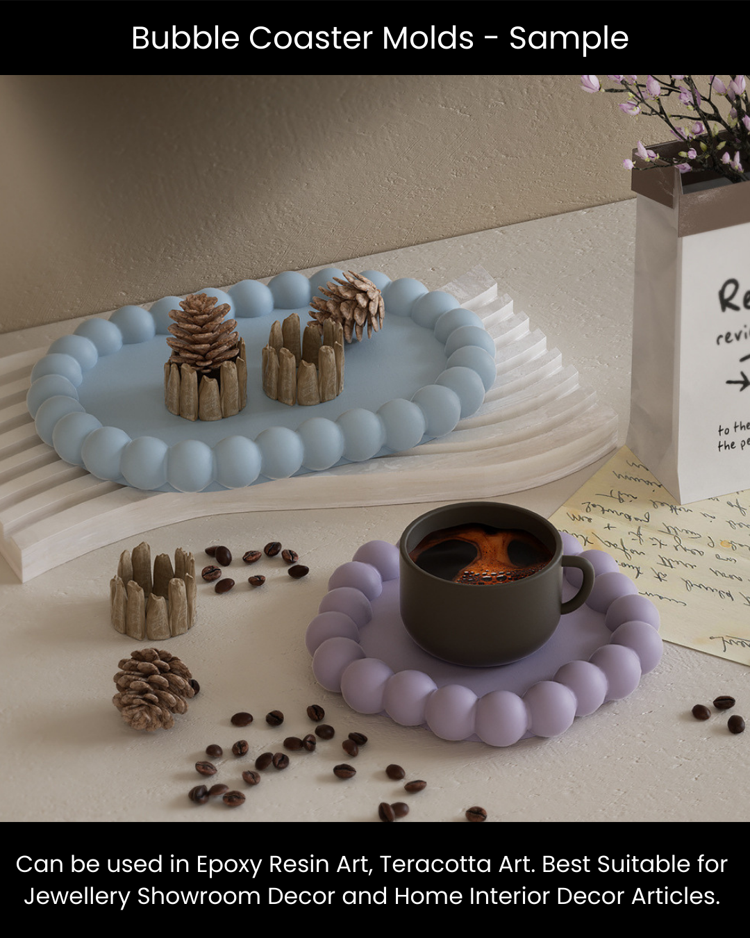 Uneven Rectangular Bubble Coaster Mold
