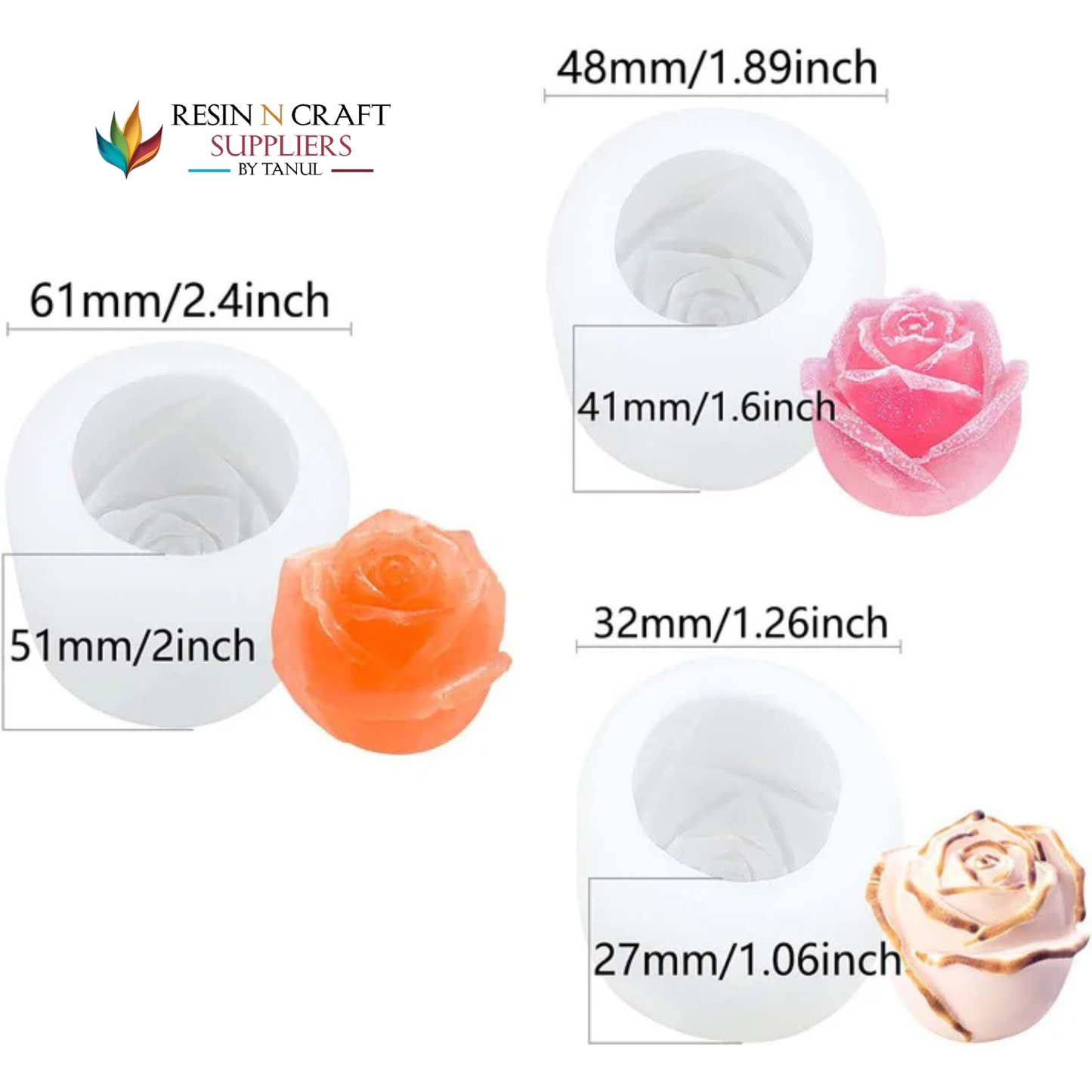Set of 3 Rose Molds  (RWCM668)