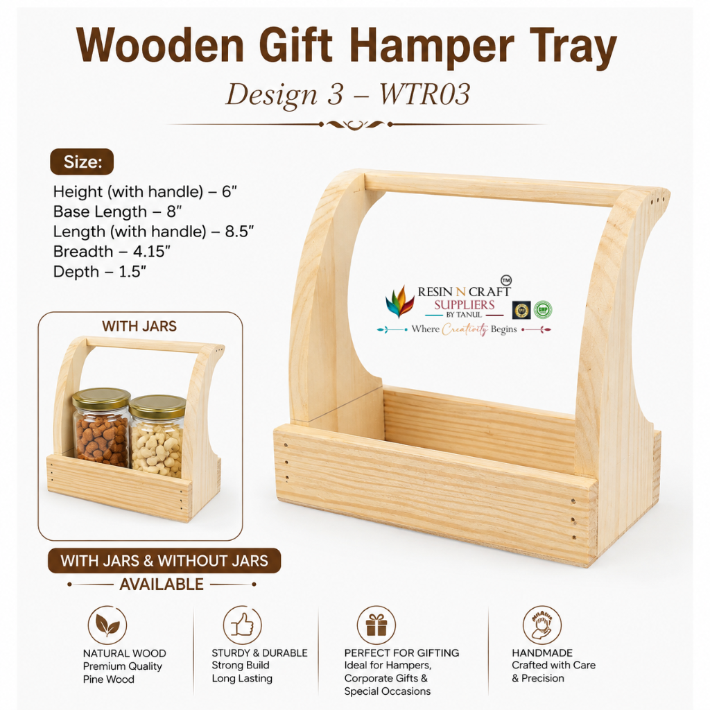 Premium Hamper Combo Set – Tray + 2 Glass Jars 350 ml (WTR03 + RJ03)