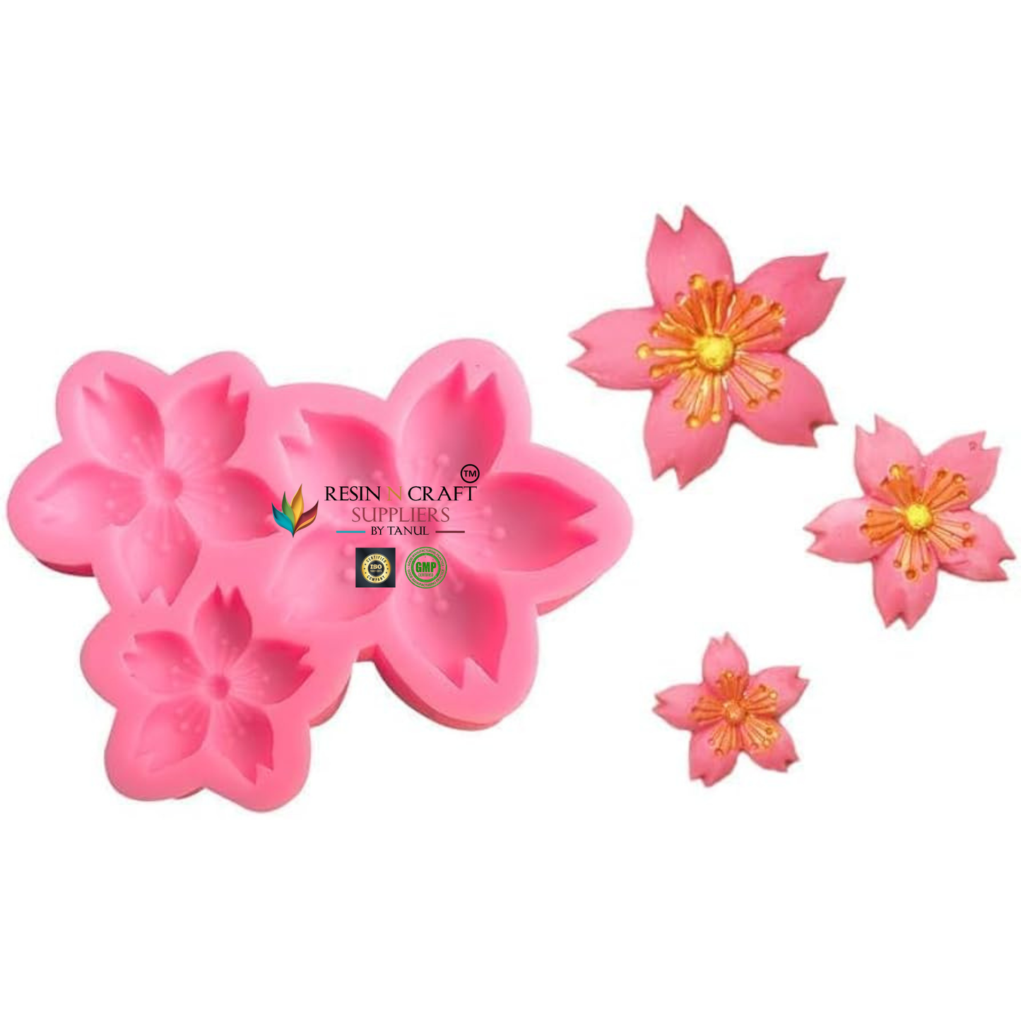 3 Cavity pink flower mould (RHBR14-33)