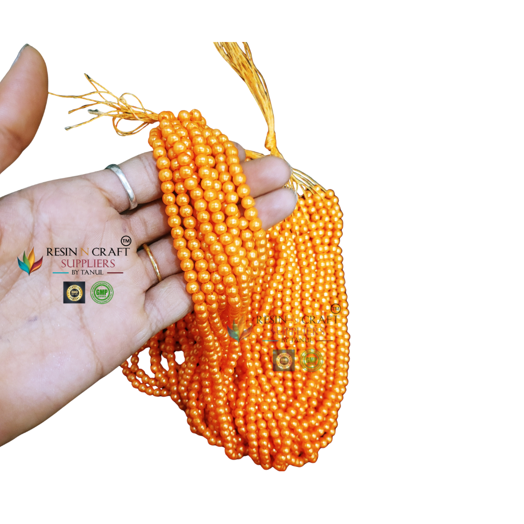 Orange Pearl Beads Mala / Moti Mala Beads / Pearl Beads Craft Mala