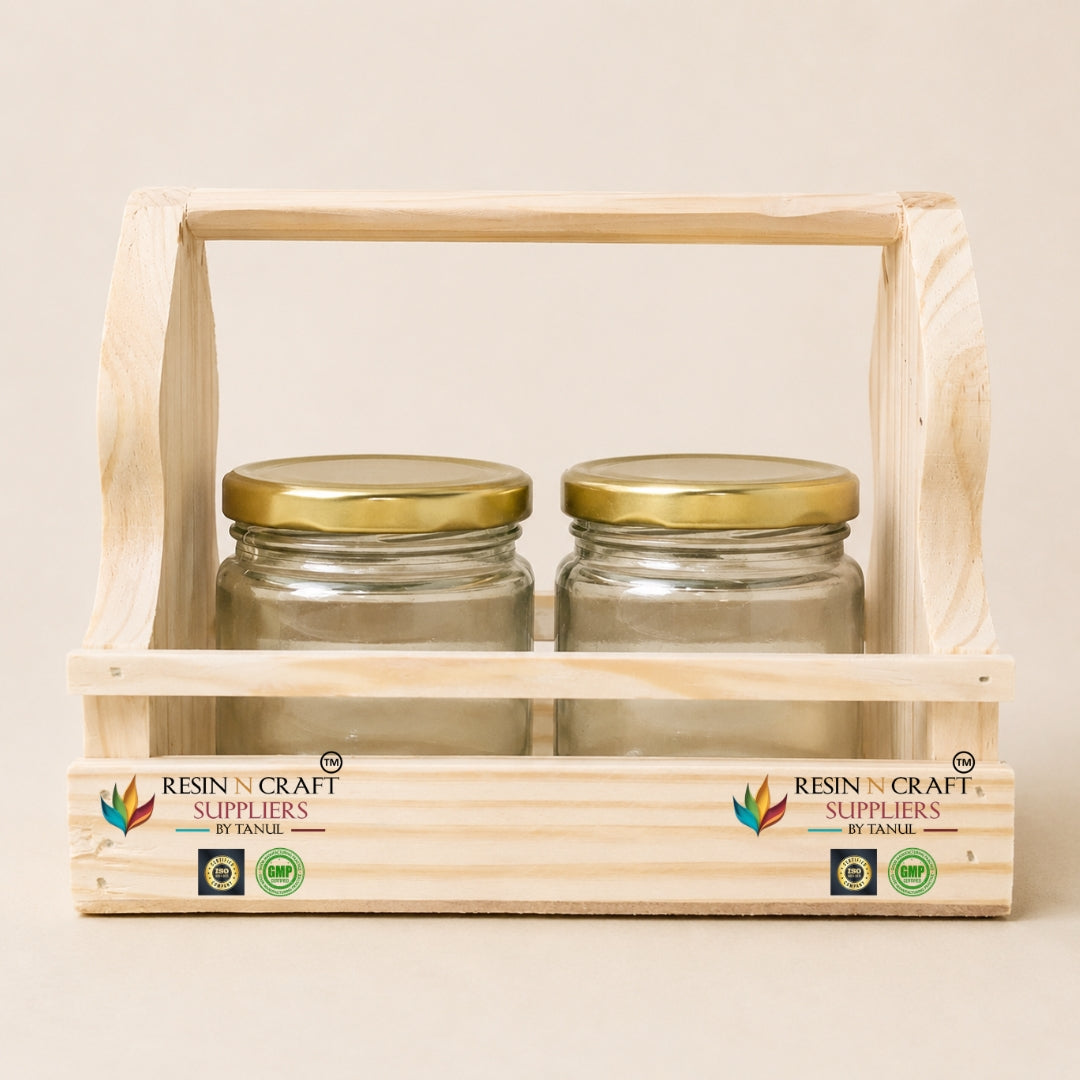 Premium Hamper Combo Set – Tray + 2 Glass Jars 350 ml (WTR02 + RJ02)