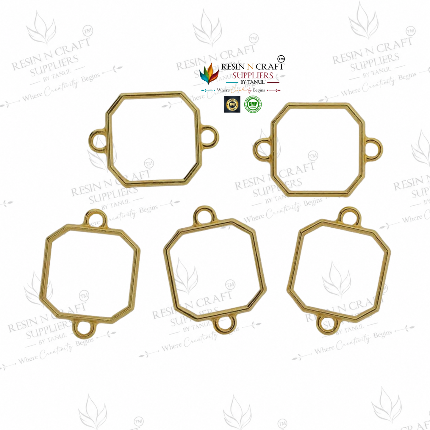 5 In 1 Gold Octagon Rakhi Base Bezel Set