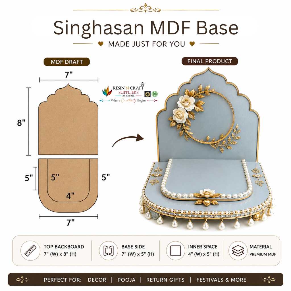 Small MDF Laddu Gopal Singhasan Base – 7 × 8 Inch | DIY Krishna Ji Singhasan Making Base