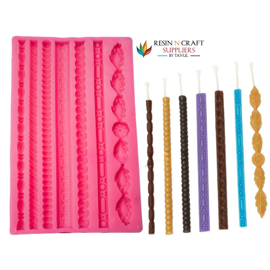 Decorative Rope & Leaf Border Candle Pink Mold