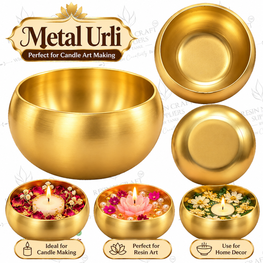Golden Metal Urli Bowl for Candle Making, Resin Art & Home Décor – 3 Inch Bowl Shape