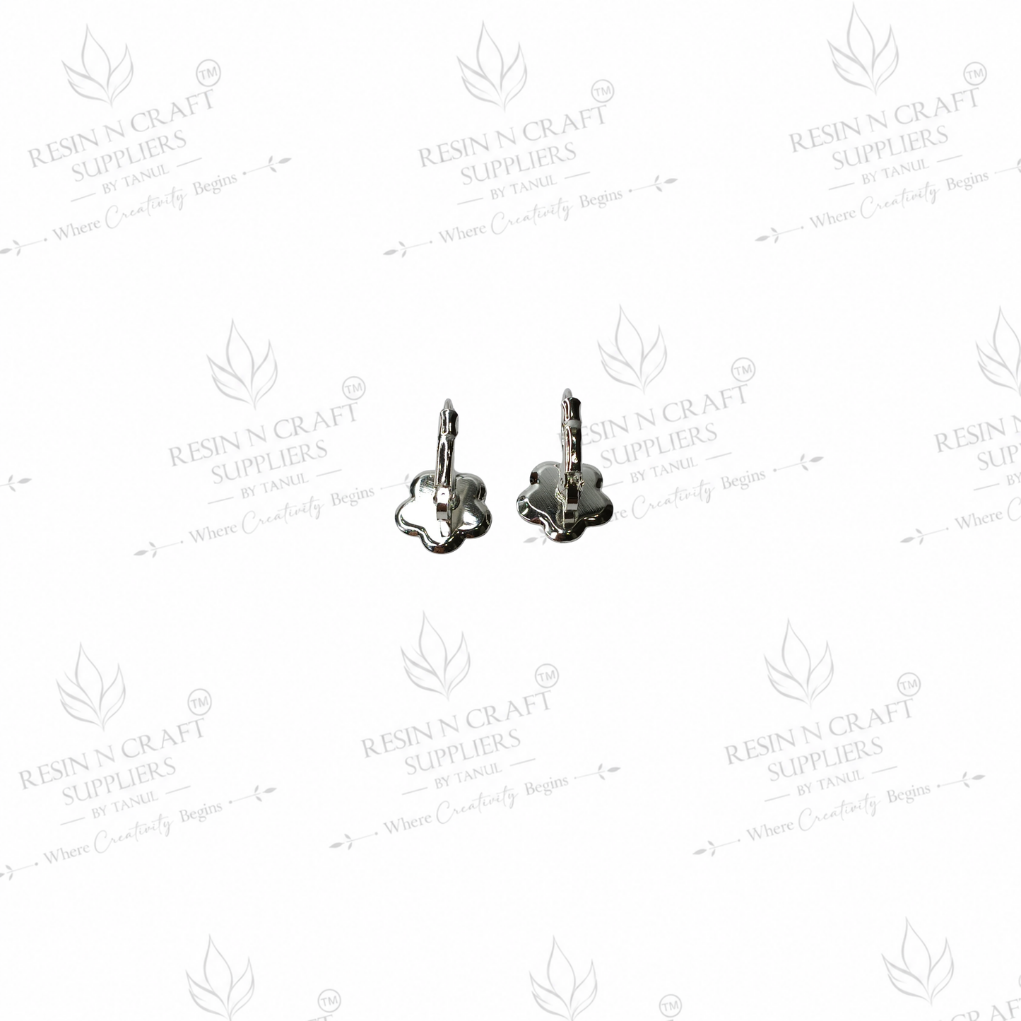 Silver Plated flower Earring Tops with Hanging Loop & Secure Lock | 1 cm
