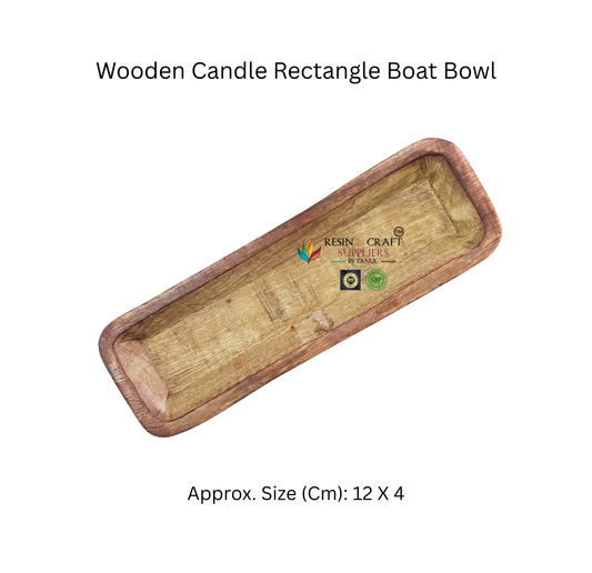 Wooden Candle Rectangle Boat Bowl (12 x 4 cm Approx.)
