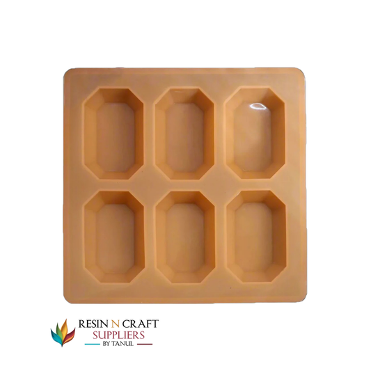 6 Cavity Octagon 85gms silicon soap mould