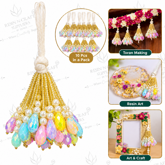 Multicolour Crystal Drop Latkan Gucchi Pack of 10 | Toran & Bandhanwar Making Material