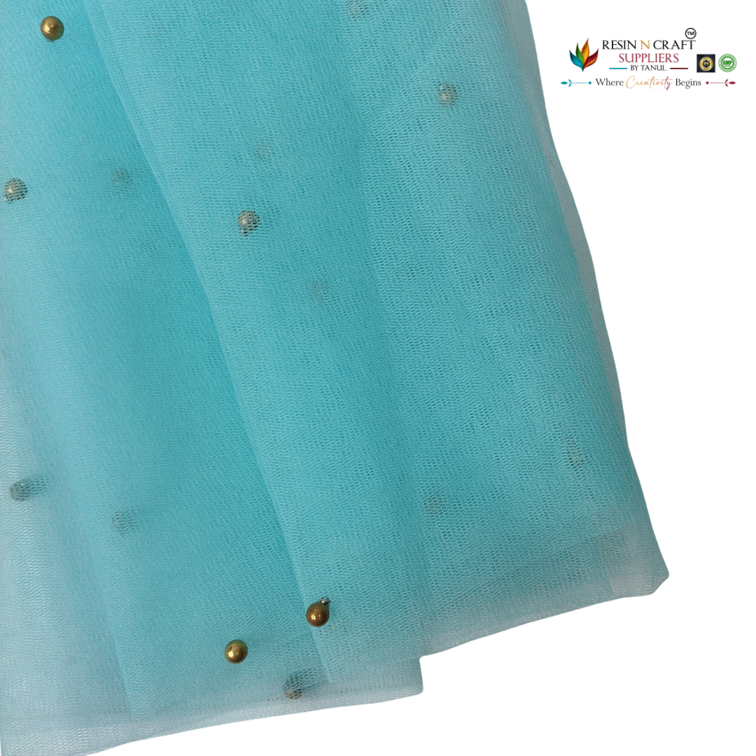 Sky Blue Premium Pearl Decorative Net Fabric Roll – 5 Meter (PN-06)