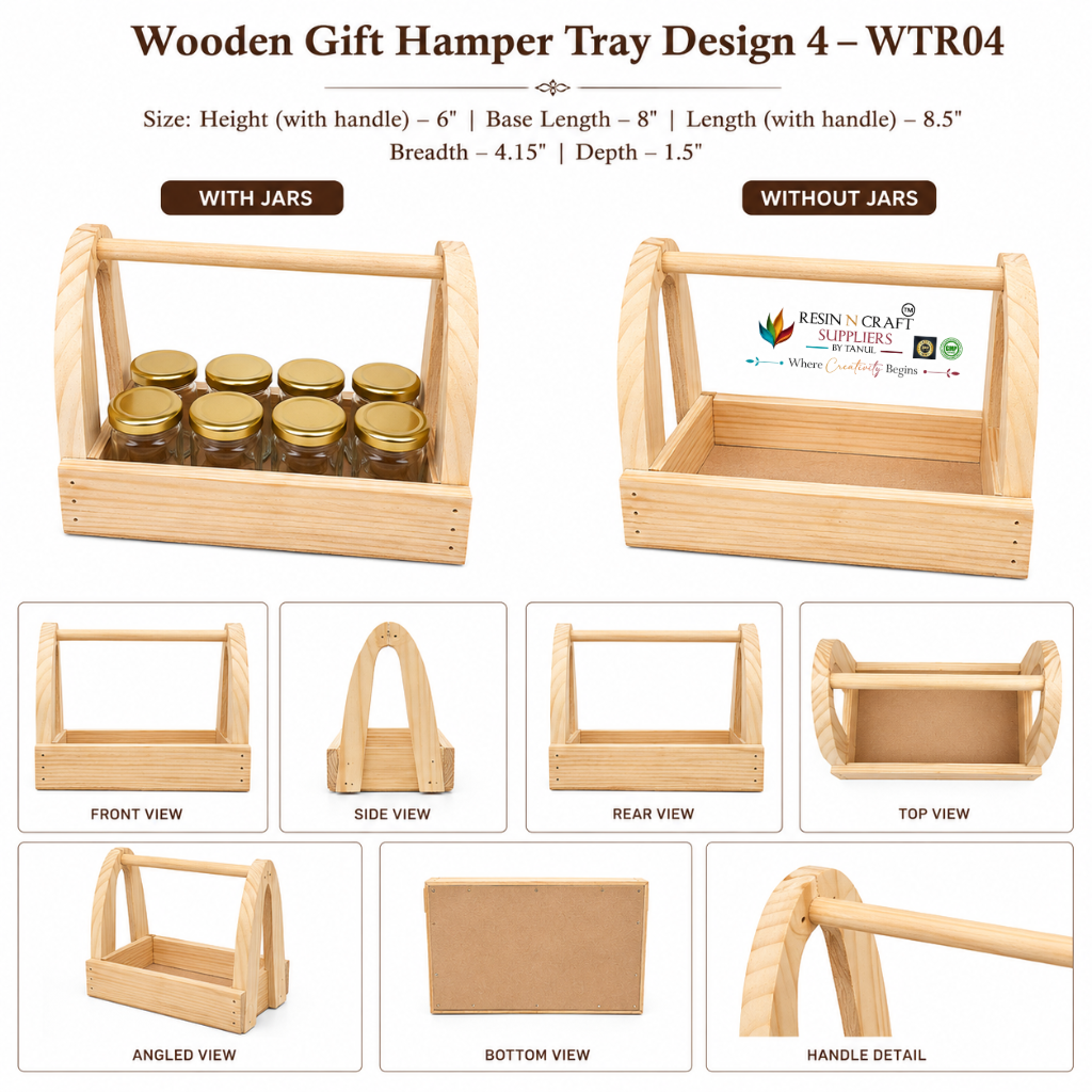 Premium Hamper Combo Set – Tray + 2 Glass Jars 350 ml (WTR04 + RJ01)
