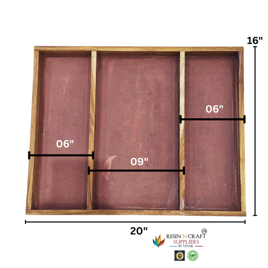 20 x 16 Inch With MDF 3 Partition Teakwood (3 Sections)
