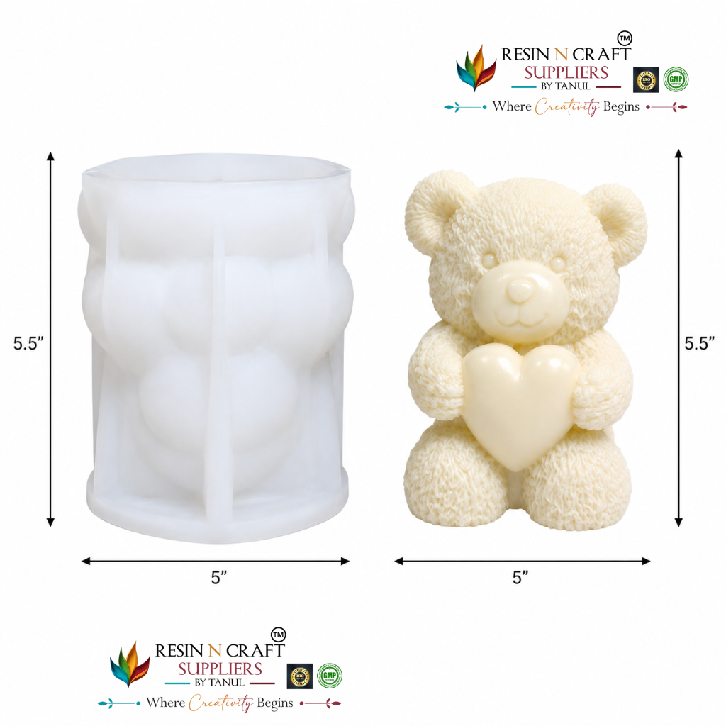 3D Rose Teddy Bear Silicone Mould – Heavy & Large Size | Teddy Bear Candle, Resin & Soap Making Mould (RHM0220M)