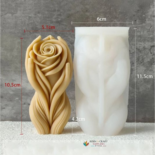 3D Holding Rose Flower Candle Handmade Mould