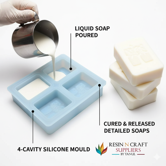 4 Cavity rectangle tree design 125gms silicon soap mould