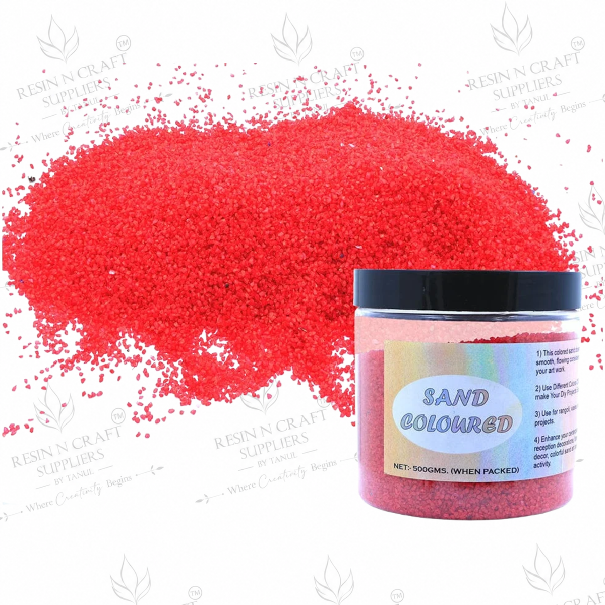 Red Coloured Sand 500g for Resin Art, Rangoli, DIY Crafts & Decoration