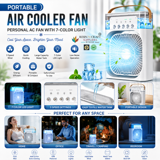 Portable air cooler fan with 7-color light – personal ac fan 8 INCH