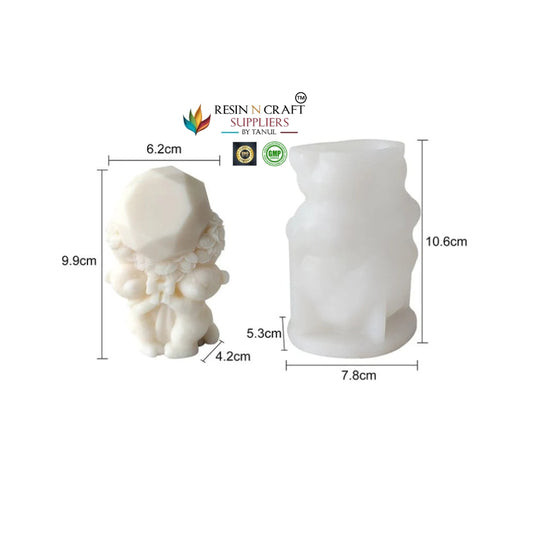 Two Teddy Bears Holding A Balloon Flower Candle Handmade Mould (RHM0230M)