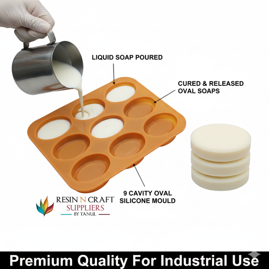 9 Cavity Oval 45gms silicon soap mould