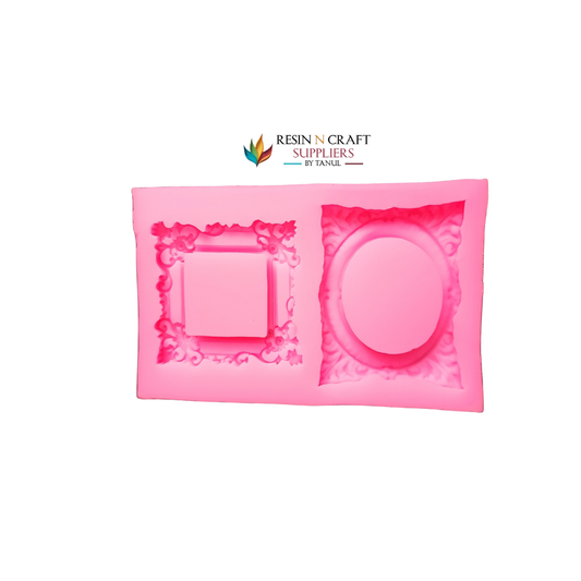 2-Cavity Baroque Photo Frame Silicone Mold (14-6)