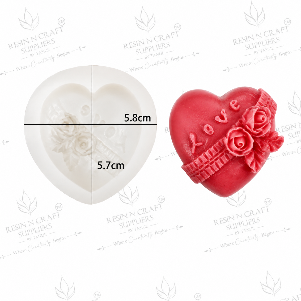 3D Love Rose Heart Silicone Mould – Romantic Floral Heart Handmade Mould (RHM0021M)