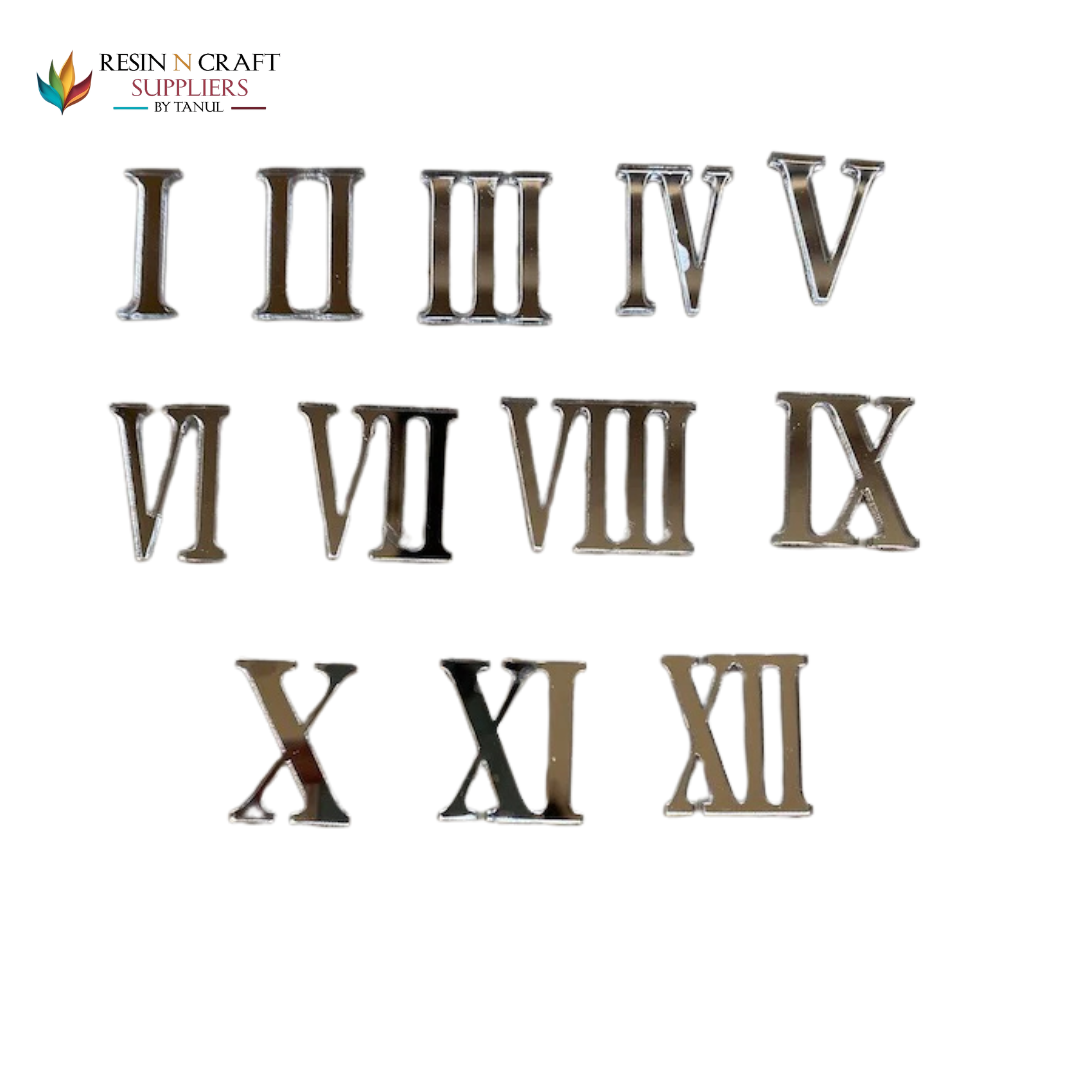 12 Acrylic Roman Numbers for clock (SILVER)