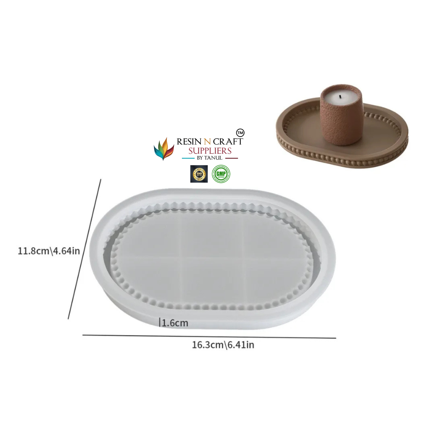 Oval Trinket Mould with Beaded Border