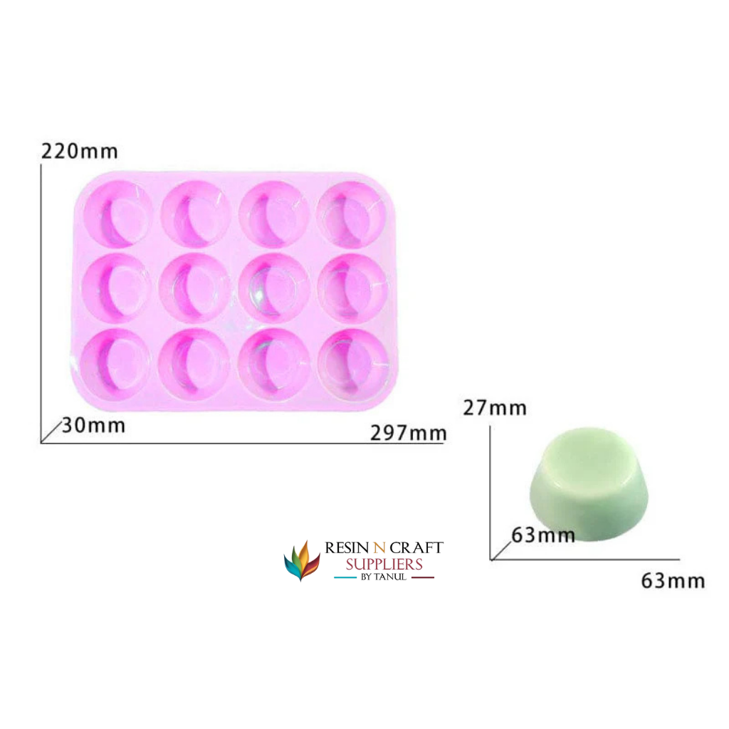 12 Cavity Cup Cake, Soap & Candle Mould